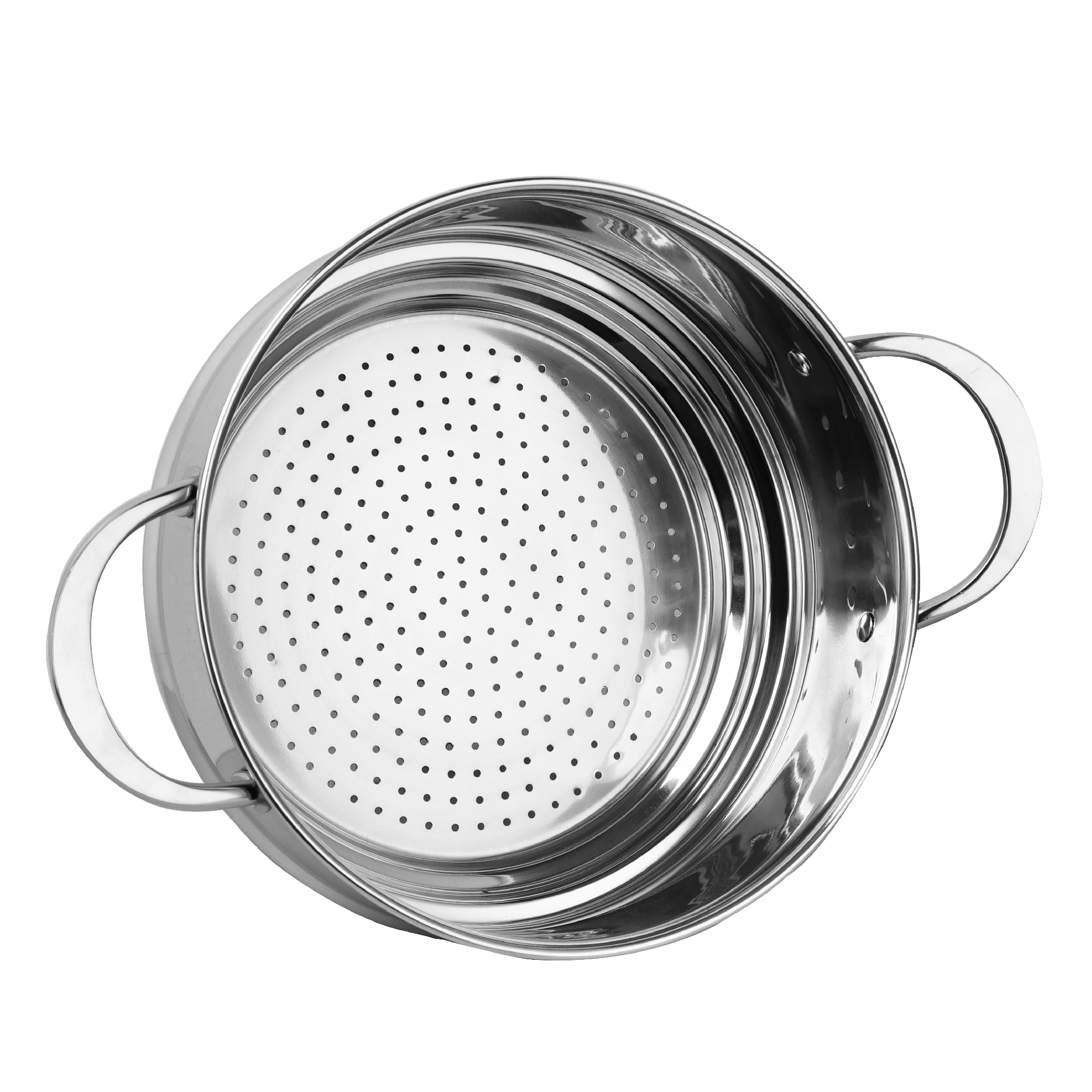 Bộ nồi Inox cao cấp 5 đáy Alpha+ GE-0231 Size 16, 20, 24cm, Xửng 24, Chảo 26cm