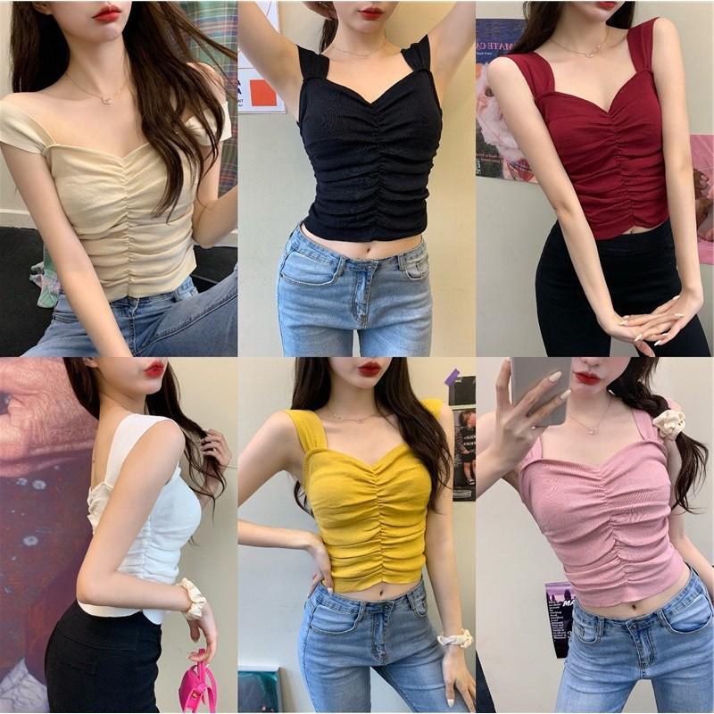 Áo 2 dây ngực xếp ly