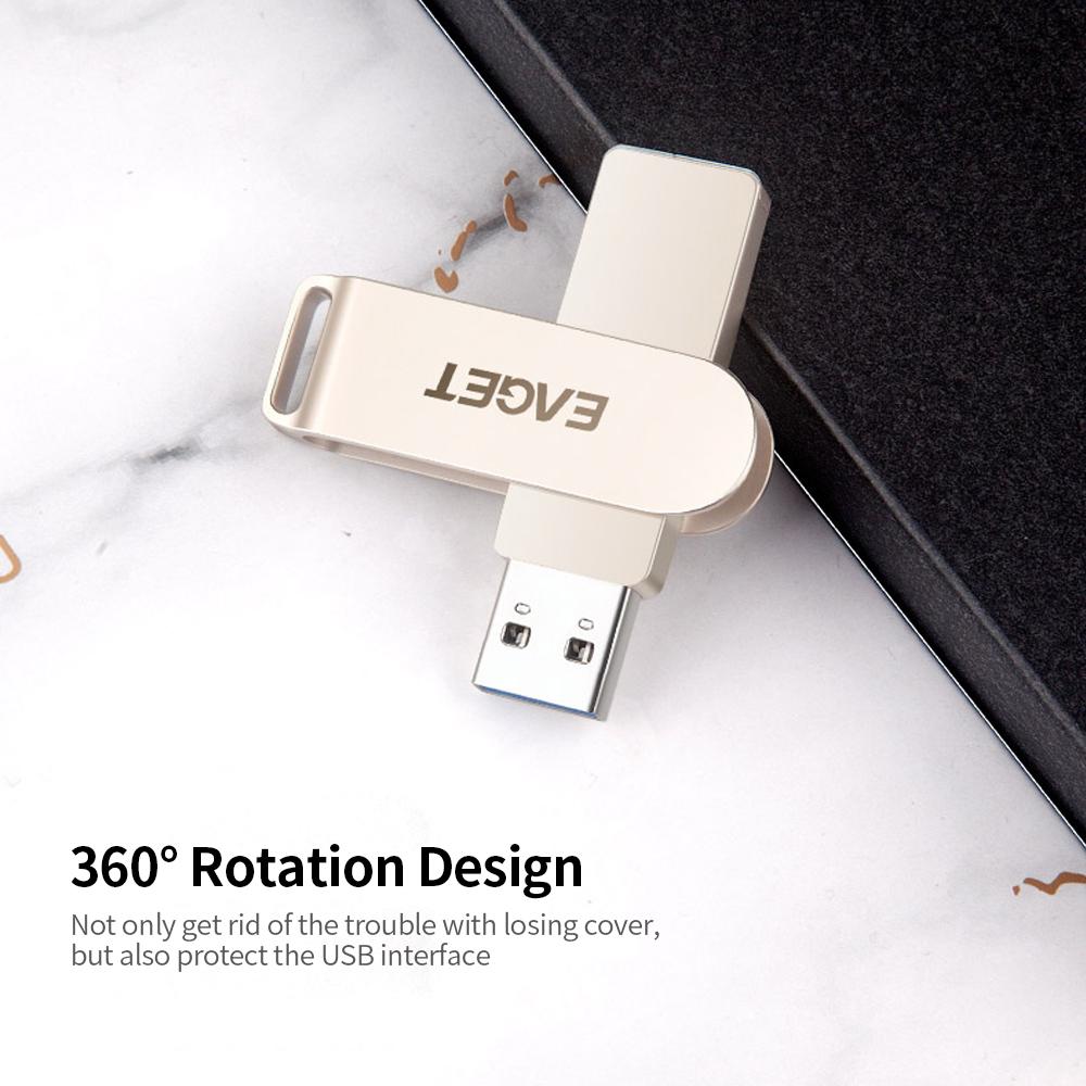 
Ổ đĩa flash di động tốc độ cao Dung lượng lớn cho máy tính xách tay PC USB EAGET F60 64GB Metal U Disk USB3.0 