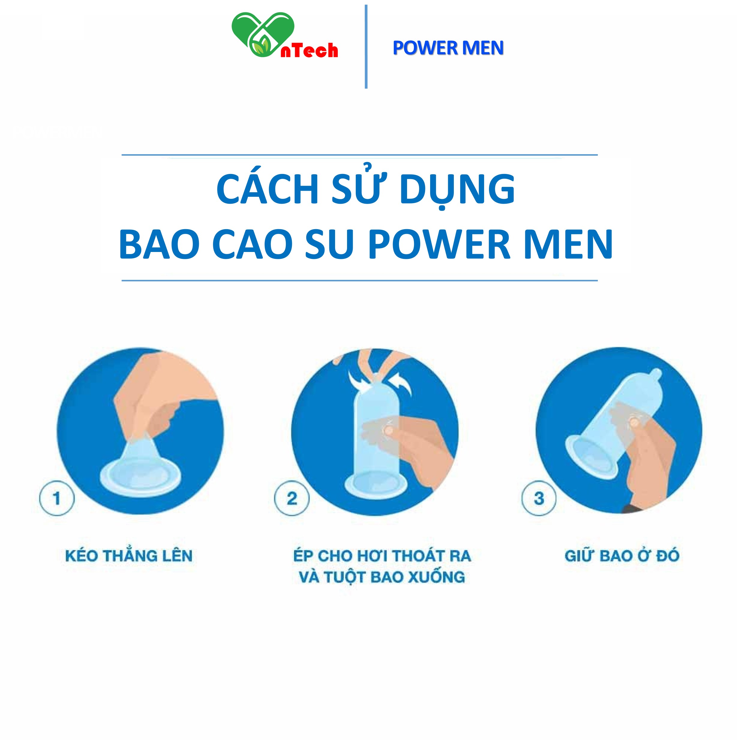 Bao cao su gân gai hương dâu POWERMEN STRAWBERRY chứa 9,6% Benzocain chống xuất tinh sớm hộp 09 chiếc