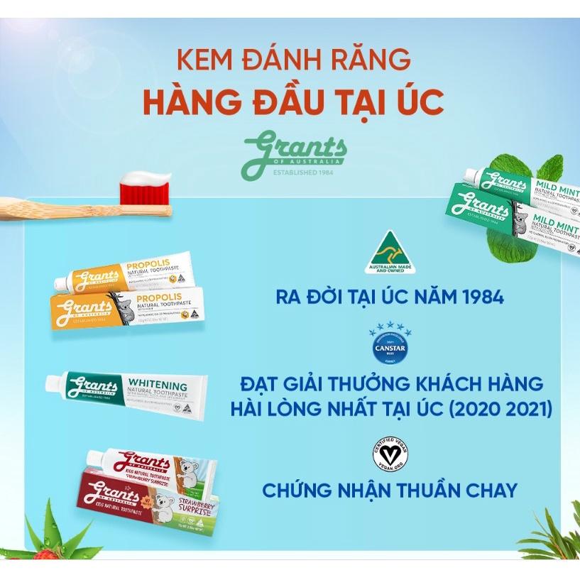 Kem Đánh Răng Thảo Dược [NUỐT ĐƯỢC] Lô Hội Bạc Hà Tự Nhiên Grants của ÚC, 110g, Hơi Thở Thơm Mát, Làm Dịu Nướu, Giảm Ê Buốt, Hữu Cơ, An Toàn, Sạch Miệng, Trắng Răng