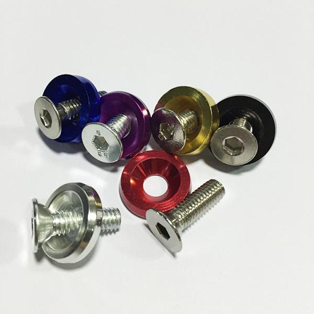 1 Set Aluminum Alloy M6 x 20mm Car Mounting Washer Bolt Engine Screw Black