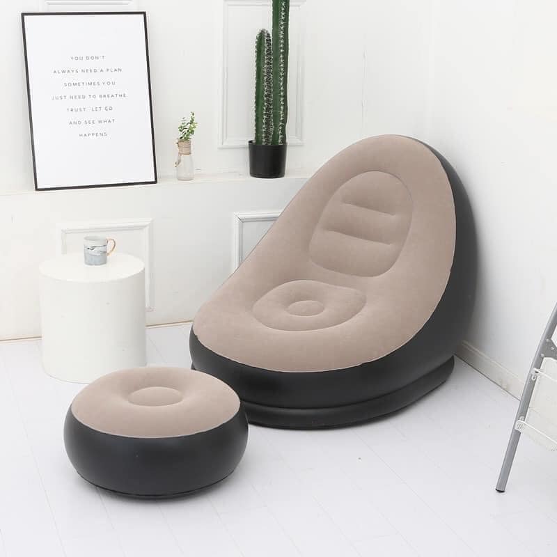 Ghế đệm hơi tựa lưng tặng kèm bơm điện 2 chiều
