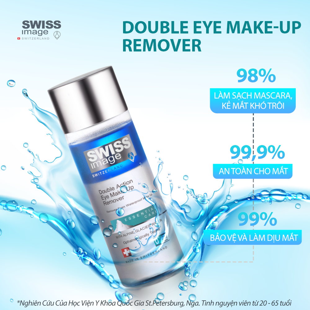 Nước tẩy trang làm sạch dịu da vùng mắt Swiss Image Double Action Eye Make Up Remover 150ml