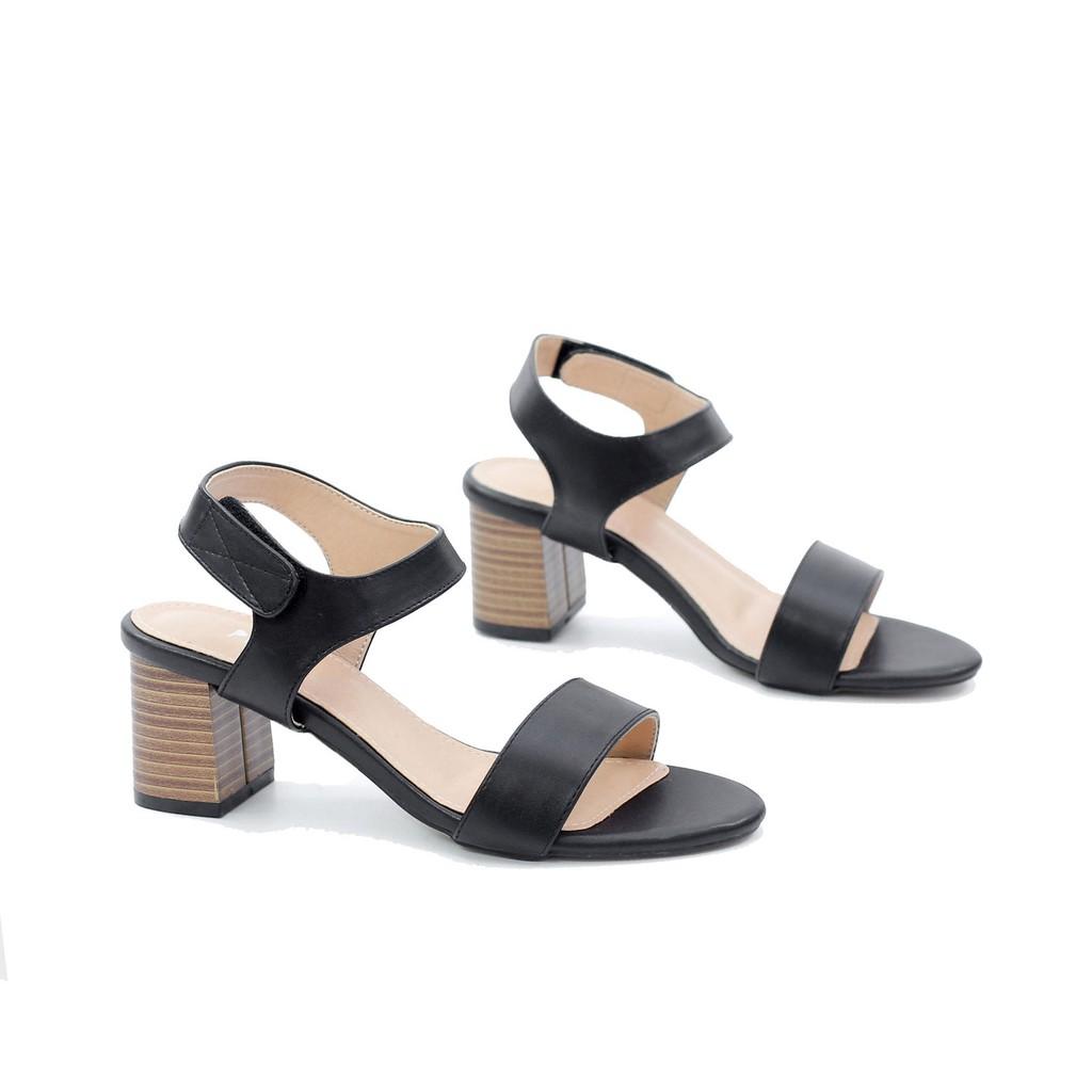 Giày Sandal Cao Gót 5cm Quai Dán Đế Gỗ Pixie 5245