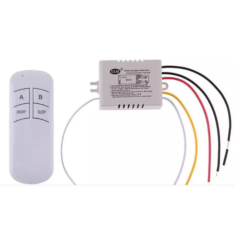 Công tắc đèn không dây 2 kênh điều khiển từ xa bằng remote RF 315MHz