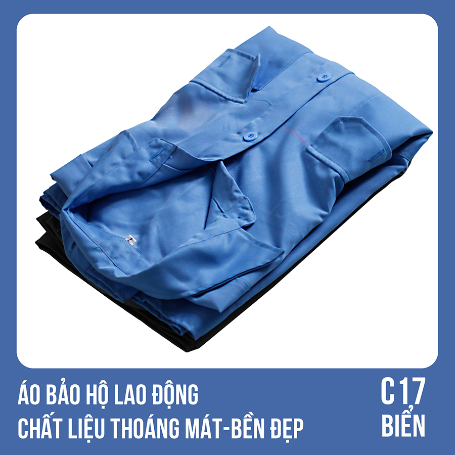 Áo bảo hộ lao động, chất liệu thoáng mát, bền đẹp - Mã C17 (BIỂN) - 5