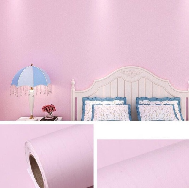 Combo 10 mét giấy dán tường, decal dán tường trang trí nhà cửa HỒNG NHẠT khổ 45cm