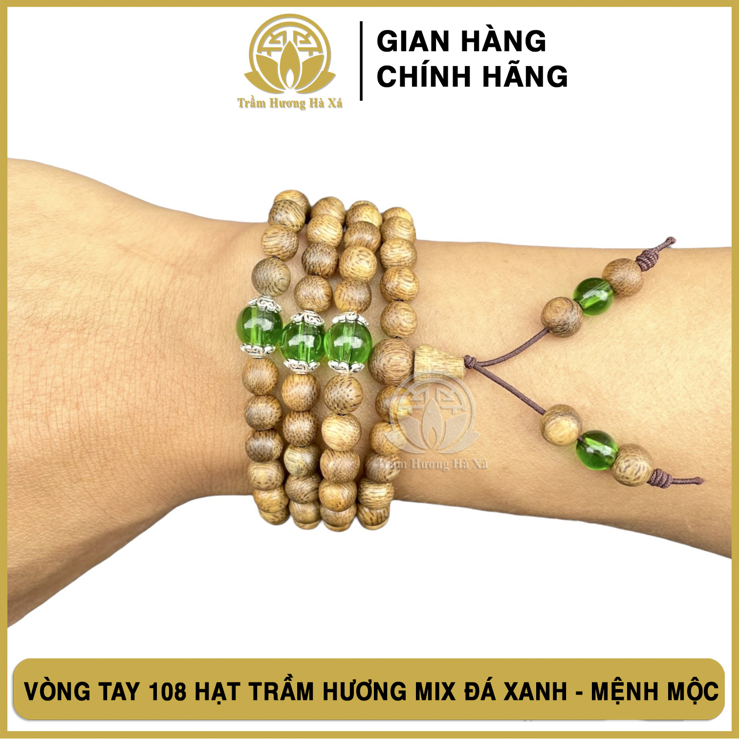 Vòng tay chuỗi tràng 108 hạt phong thủy trầm hương HÀ XÁ vòng đeo tay cặp đôi nam nữ mix đá màu mệnh kim mộc thủy hỏa thổ may mắn tài lộc