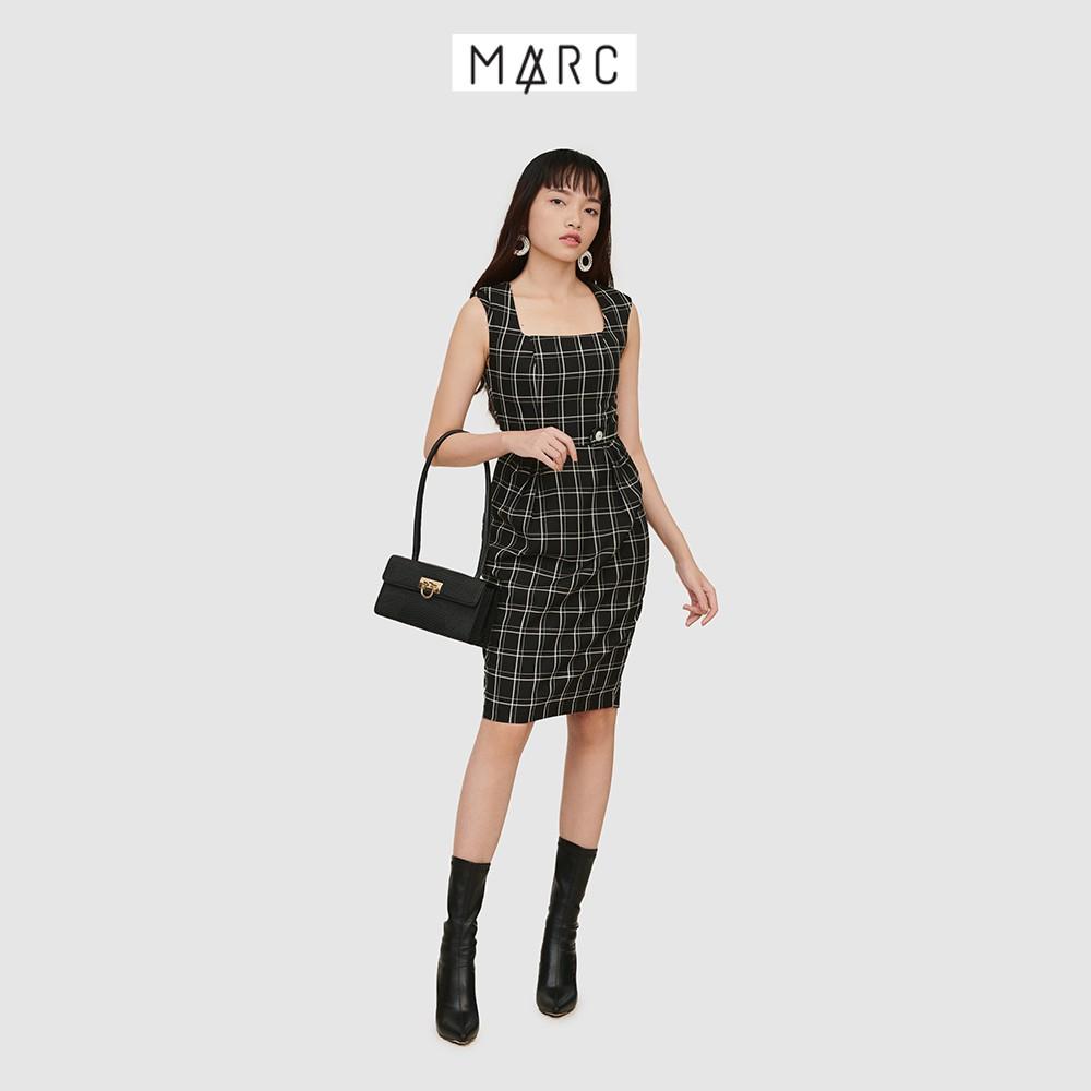 Đầm nữ MARC FASHION bút chì sát nách nhấn dây lưng