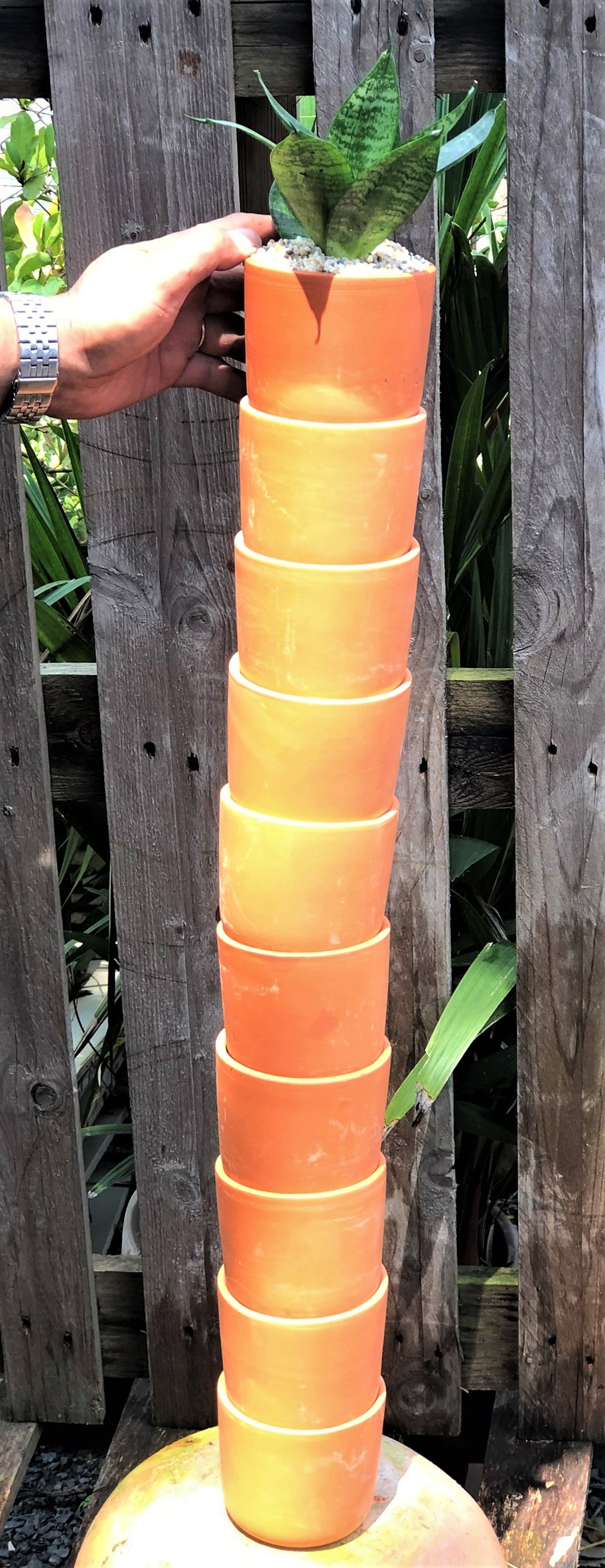 Bộ 10 chậu đất nung trồng xương rồng sen đá hình trụ rộng 9,5 cm x cao 8 cm