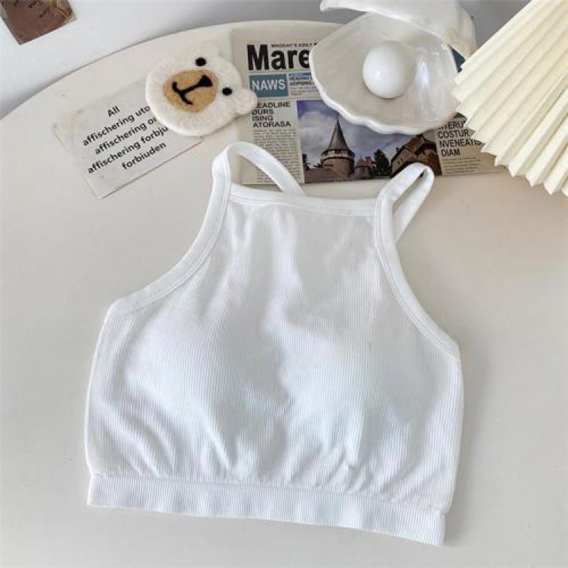 Áo yếm hai dây lệch ôm body dệt kim có đệm mút Quảng Châu cao cấp