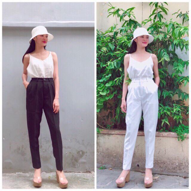Quần baggy nữ lưng thun chất vải tuyết mưa form chuẩn lưng cao có bigsize