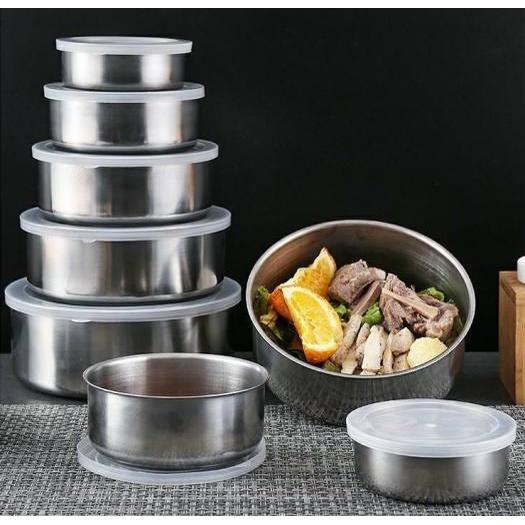 BỘ 5 THỐ INOX CAO CẤP CÓ NẮP ĐẬY - TIỆN LỢI - Size 12-18CM