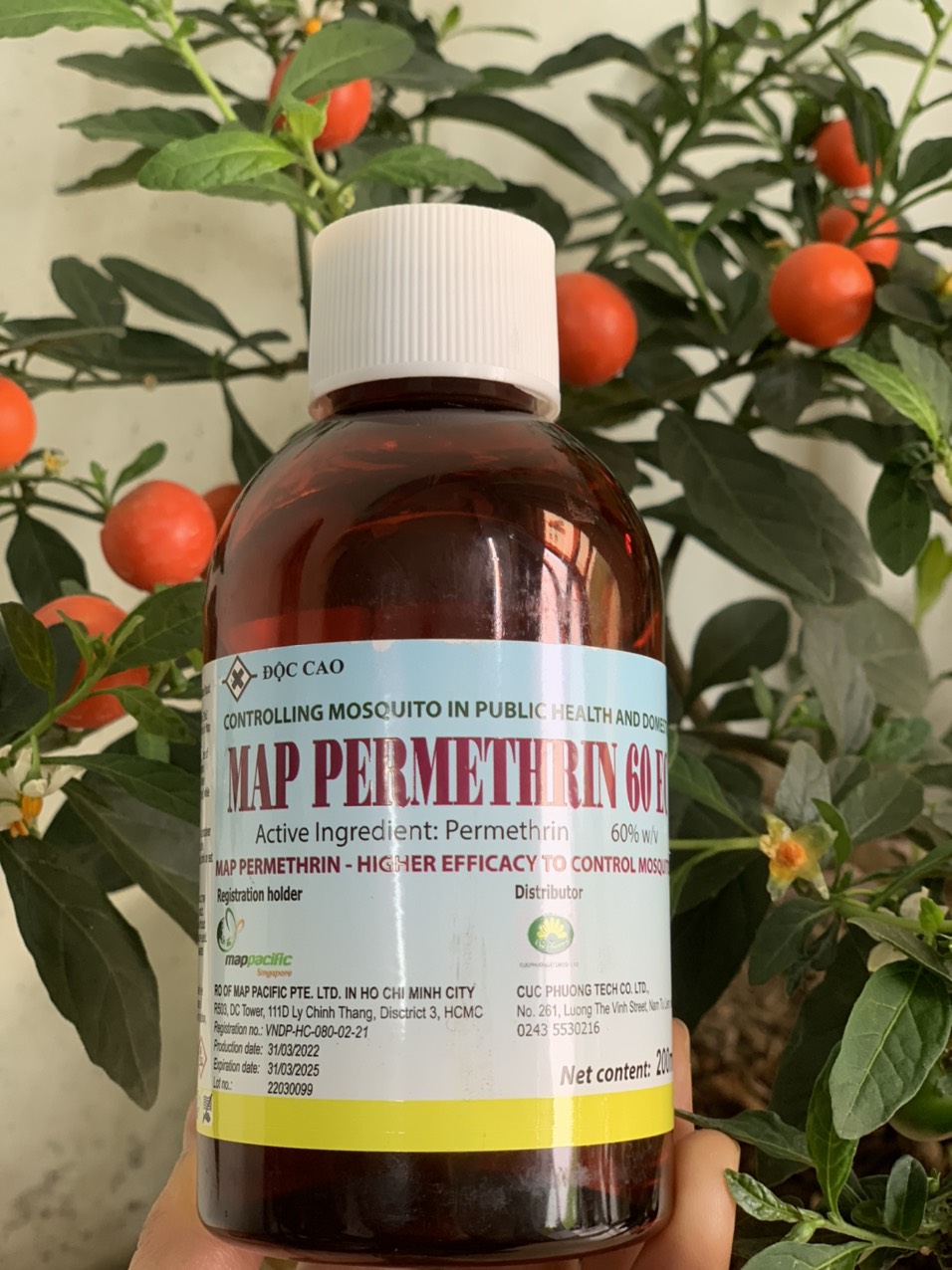 Thuốc diệt muỗi MAP PERMETHRIN 60EC - 200ml. Hiệu quả nhanh 24h. Hoàn tiền gấp 02 lần nếu phát hiện hàng giả