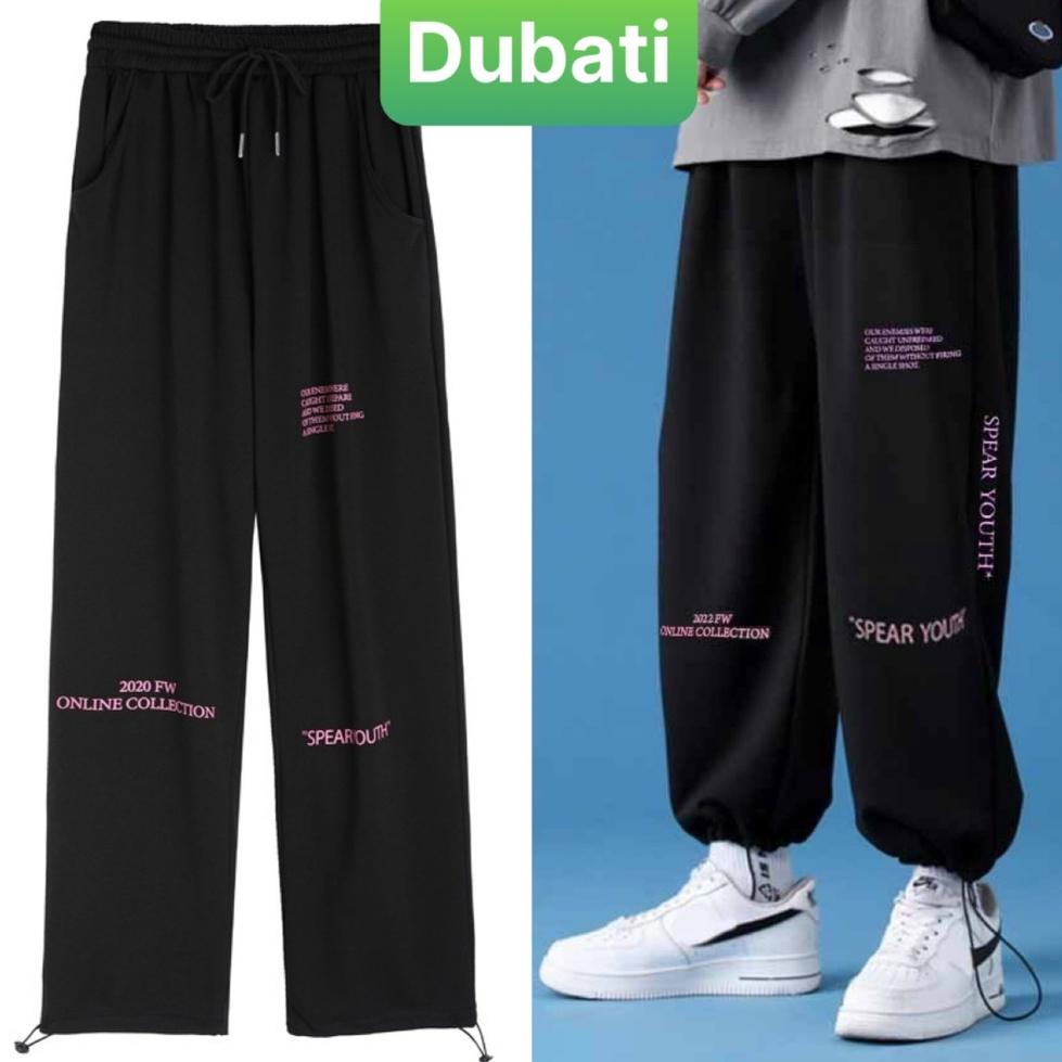 QUẦN JOGGER NAM NỮ UNISEX CHẤT NỈ DÀY DA CÁ ỐNG SUÔNG RỘNG THÊU CHỮ YOUTH RÚT DÂY TREND HÀN QUỐC CAO CẤP - DUBATI FASHI