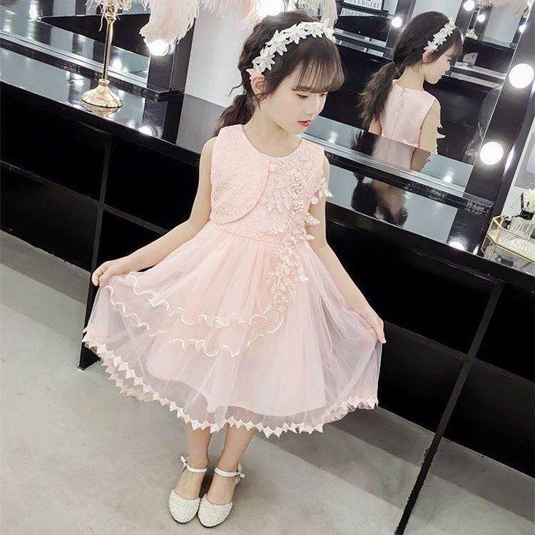 DONGSHOP Váy mùa hè cho bé gái 2023 Váy công chúa siêu xinh xắn Váy lụa phương Tây Váy trẻ em