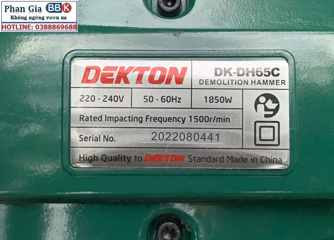 Máy Chuyên Đục Bê Tông DEKTON 30 Ly DK-65c Tặng 2 Mũi Đục 2022 New 100% Siêu Khoẻ