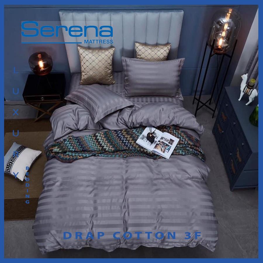 Bộ Chăn Ga Gối Cotton Lụa 5 Món Cao Cấp SERENA Bộ Drap Lụa 3F Mát Chăn Mùa Hè Đẹp - Hệ Thống Nệm