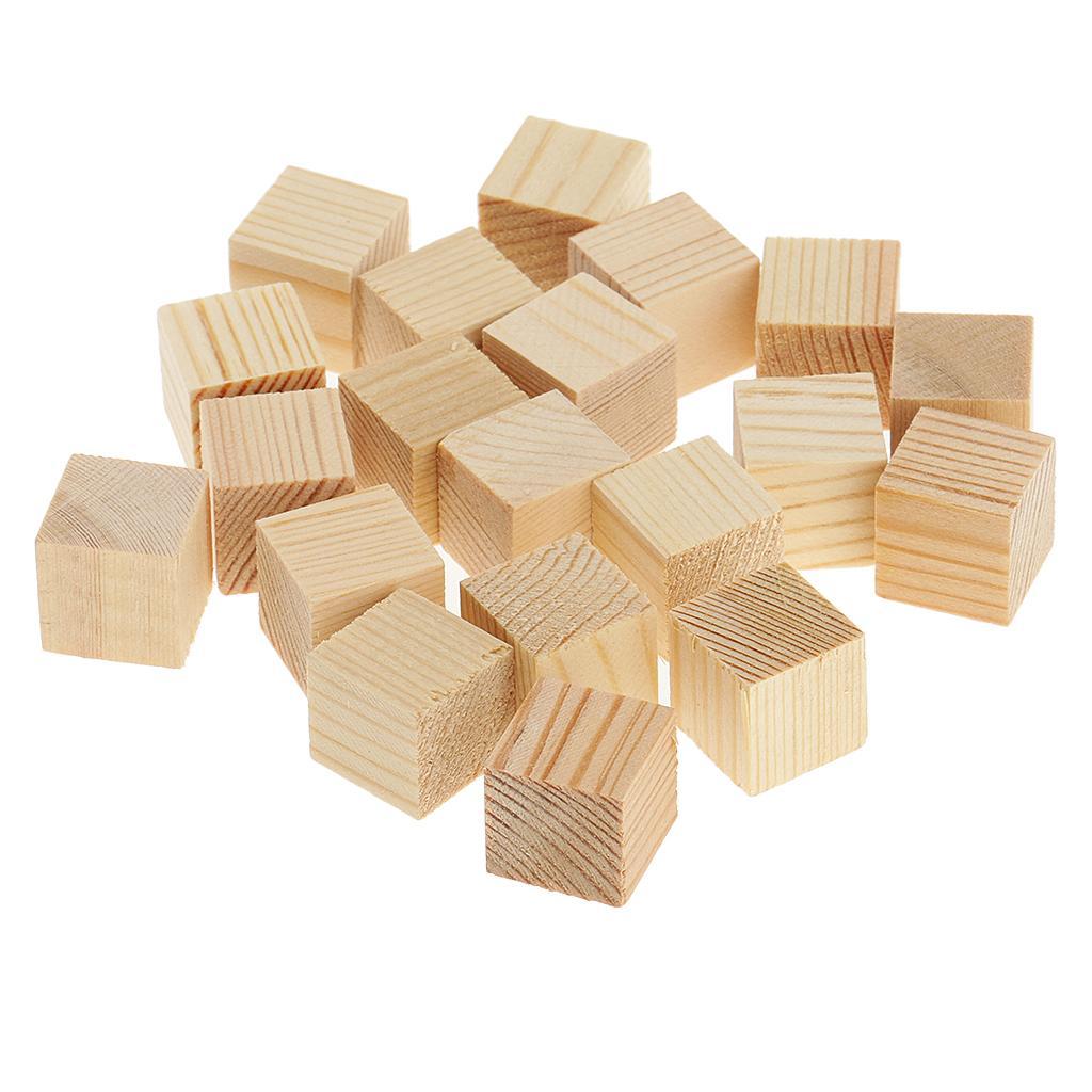 3-10pack Wood Cube Blocks Puzzle Unfinished Wooden Pieces for Crafts 15mm 20