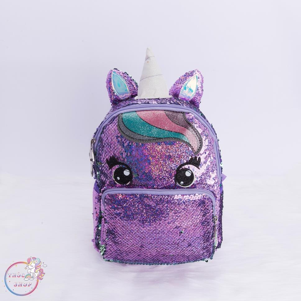 Balo học sinh hình pony sừng size nhỏ, balo cho bé mẫu giáo kim tuyến lấp lánh cực xinh - SIÊU HOT