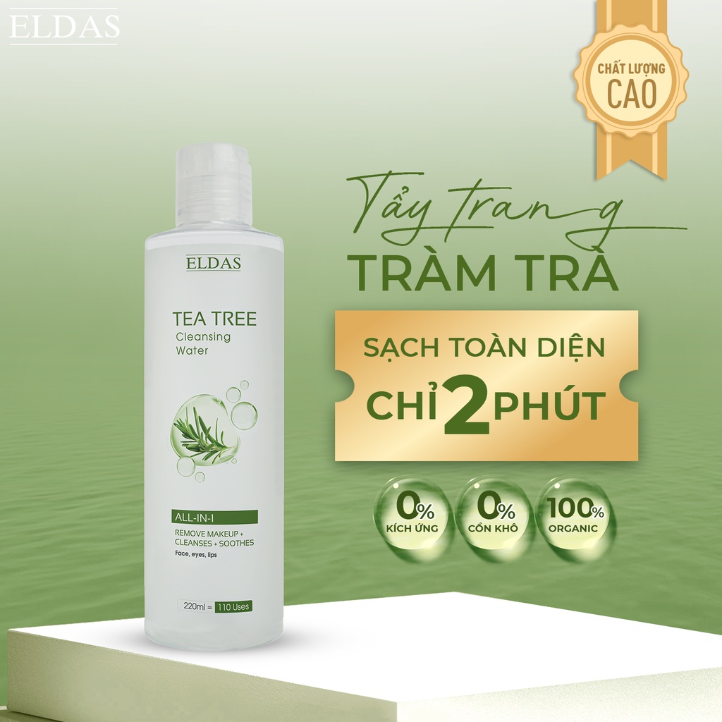 Combo Nước tẩy trang ELDAS cho da nhạy cảm 250ml &amp;amp; Sữa rửa mặt ELDAS dạng GEL Tinh chất TRÀM TRÀ 120ml