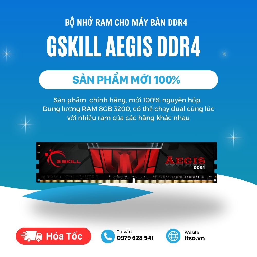 Hình ảnh Ram máy tính Gskill Aegis DDR4 8GB bus 3200 - Hàng chính hãng