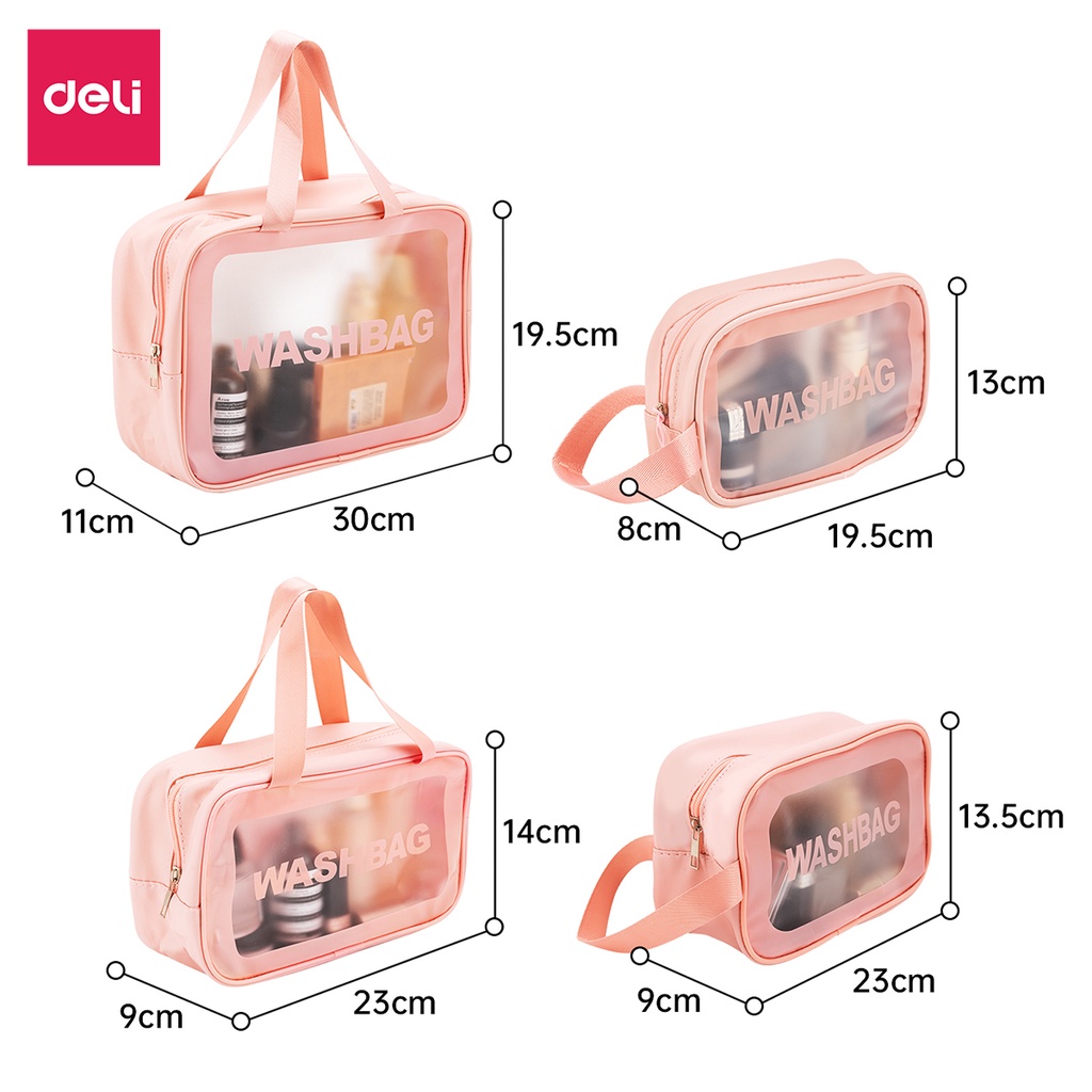 Túi đựng mỹ phẩm chống nước Agnite màu Hồng, túi WASHBAG tiện lợi đi du lịch, hoạt động ngoài trời - VS643-646