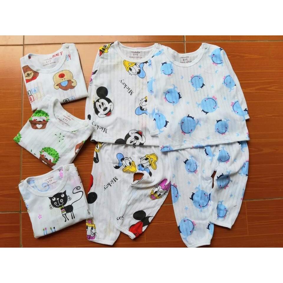 Bộ Dài Tay Chất Cotton Giấy QUẢNG CHÂU mềm mát Cho Bé Trai Bé Gái Sơ Sinh - Quần Áo Trẻ Em - Đồ Ngủ Cho Bé 4-15kg