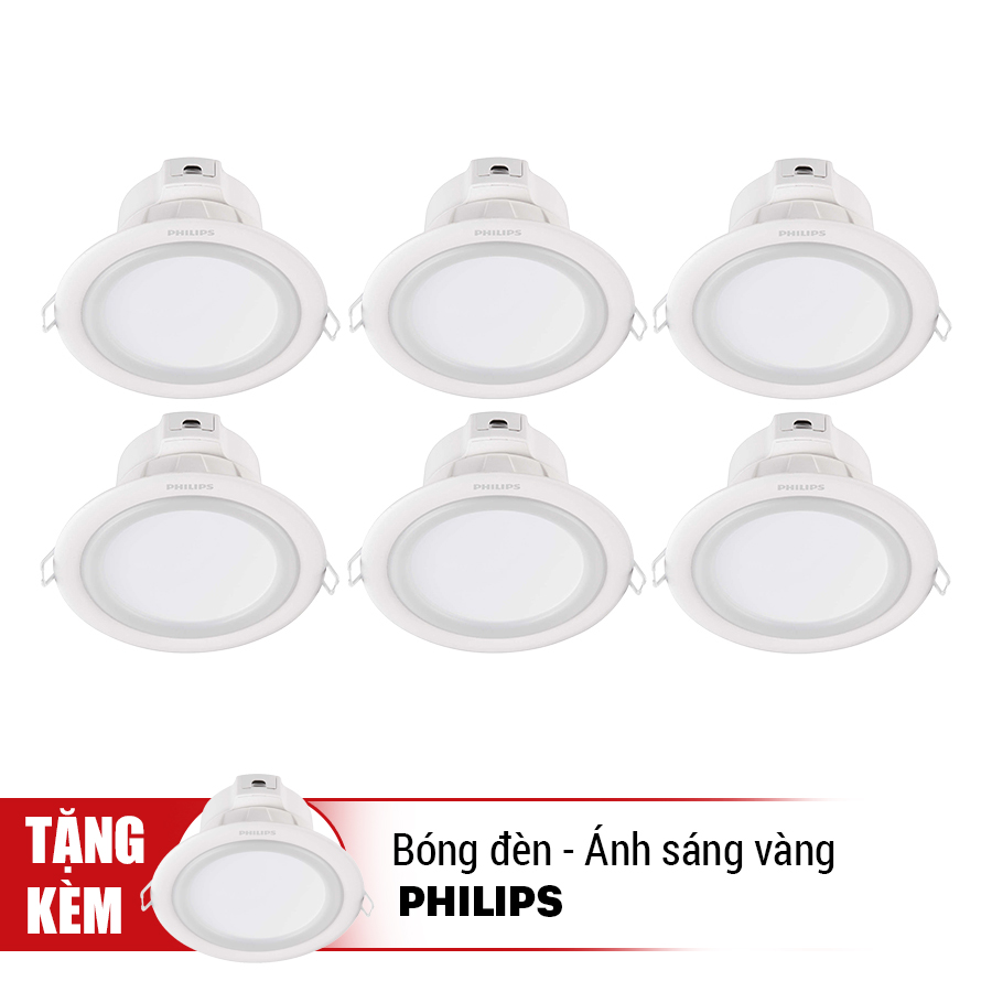 Bộ 7 Bóng đèn Philips LED Downlight Âm Trần 80080 3.5W 3000K- Ánh Sáng Vàng - Hàng Chính Hãng