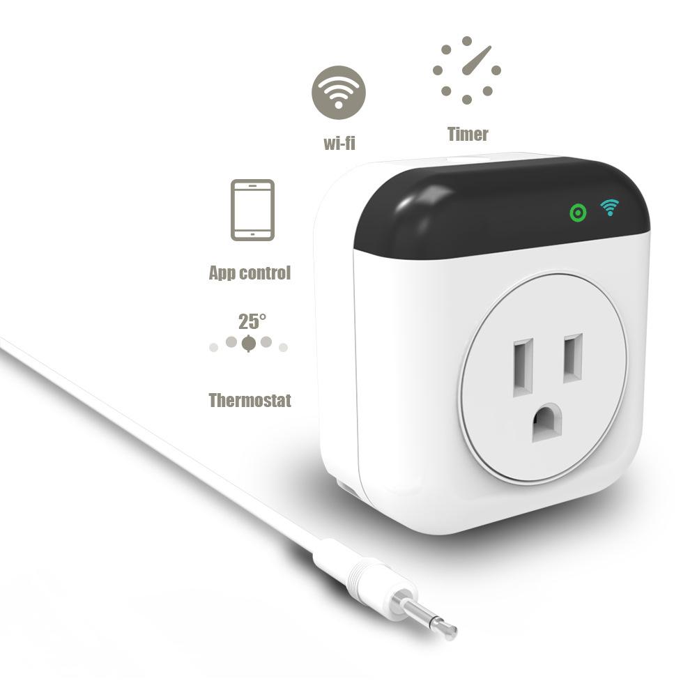 Programmable Smart Wifi Thermostat Plug Outlet Mini Temperature Controller 10A Plug-in Socket APP Control Voice Control Schedule Timer Electric Switch for Heating Cooling Appliances