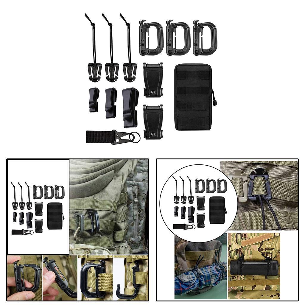 13Pcs Molle Accessories Set Webbing Key Ring D-Ring Clip Lock
