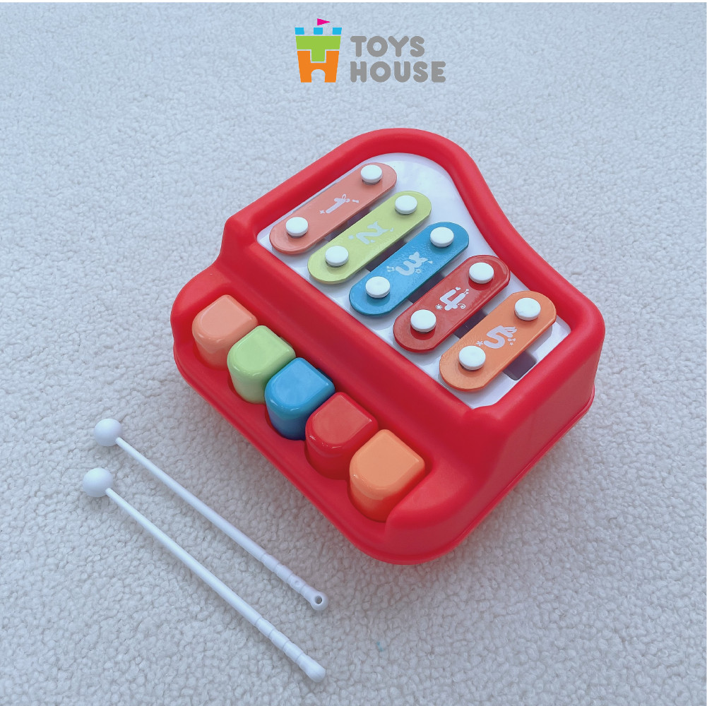 Đồ chơi đàn piano kết hợp gõ Xylophone 5 phím cho bé ToysHouse 8011 - đồ chơi nhạc cụ cho bé 9 tháng trở lên