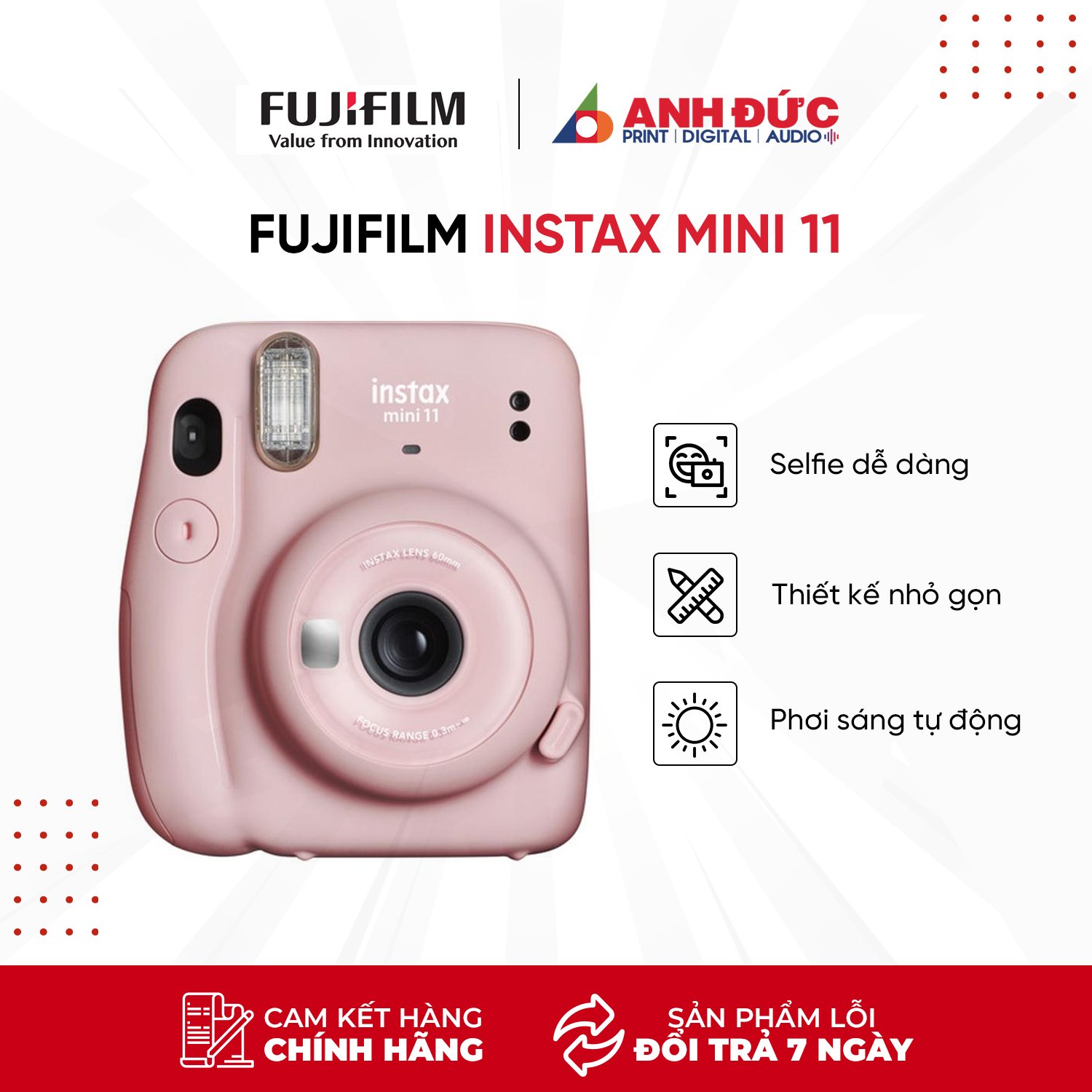 Máy Ảnh Chụp Lấy Liền Fujifilm Instax Mini 12 - Hàng Chính Hãng - Bảo Hành 12 Tháng