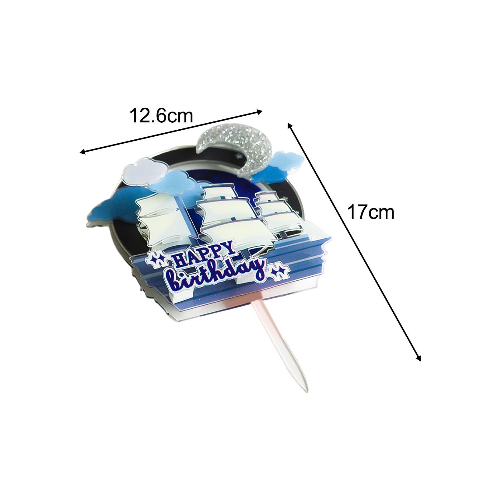 Sailing Themed Happy Birthday Cake Topper Ornaments for Baby Shower Wedding