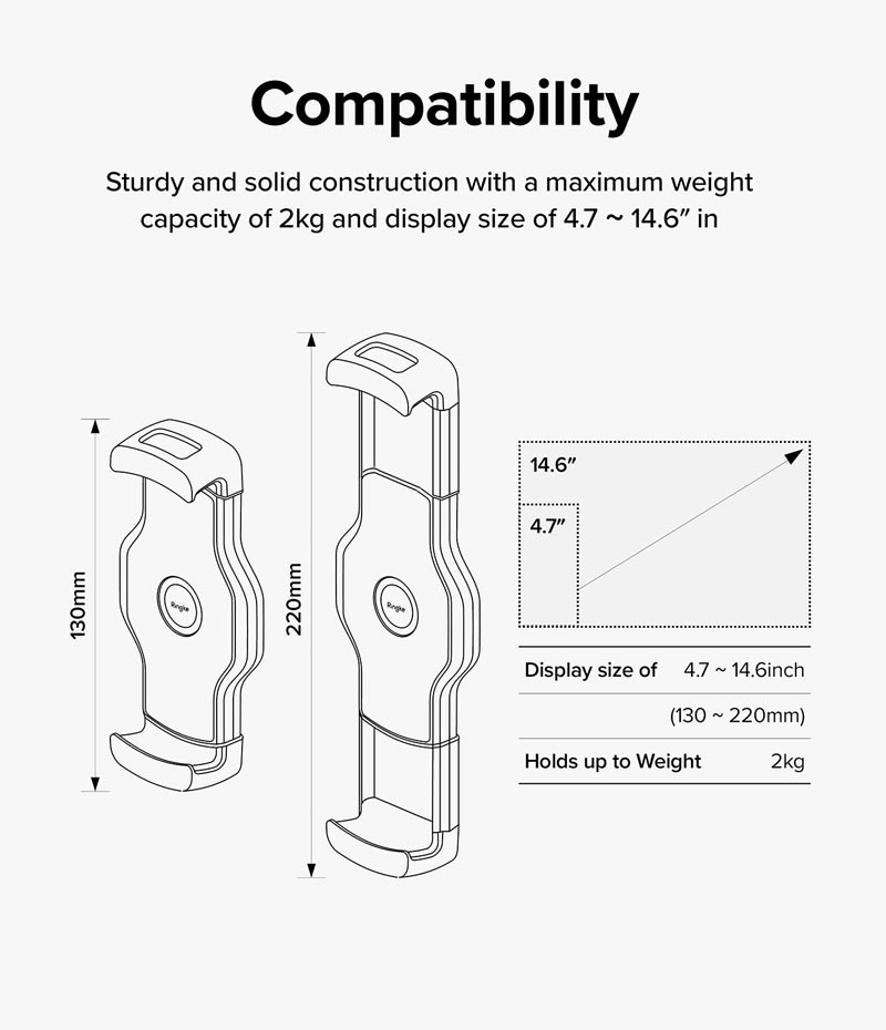 Giá đỡ cho điện thoại, máy tính bảng RINGKE Clamp Stand Holder - Hàng Chính Hãng
