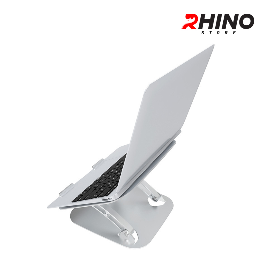 Kệ đỡ Laptop tản nhiệt Rhino KL201, giá đỡ máy tính nhôm cao cấp, gấp gọn - Hàng chính hãng