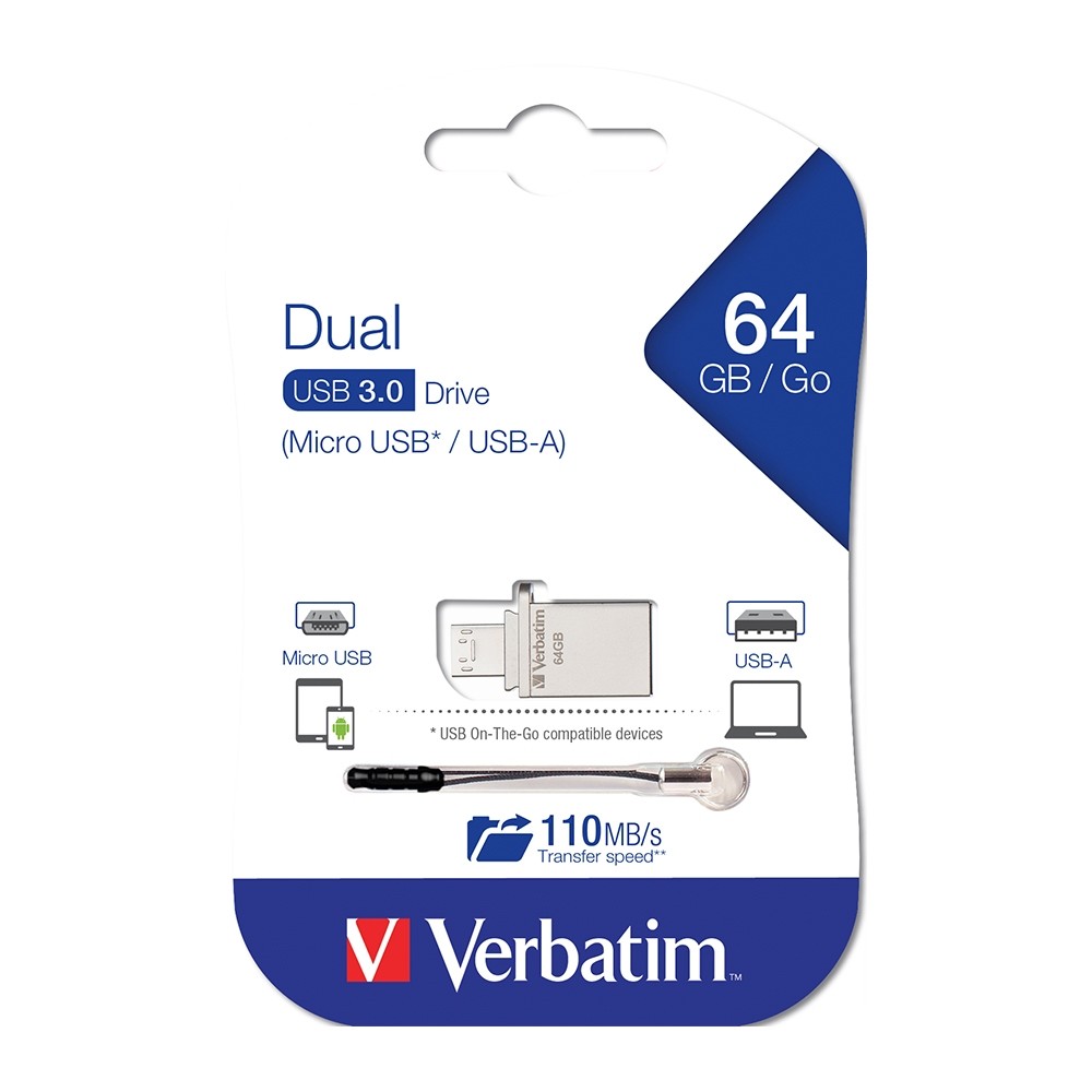 Hình ảnh USB Verbatim Store'nGo OTG Micro USB 3.0 64 GB - Hàng chính hãng