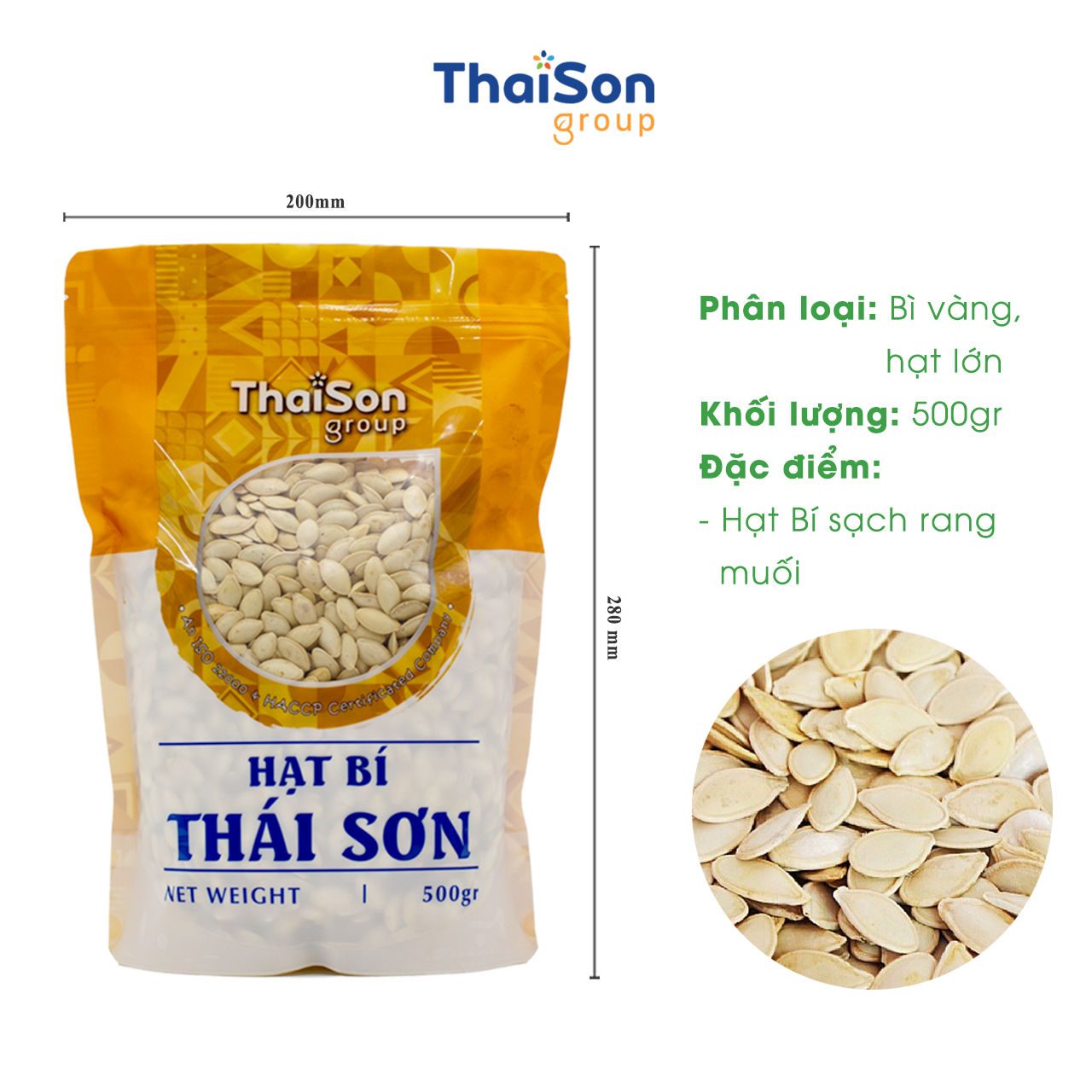 Hạt bí Thái Sơn rang muối bì zipper 500g