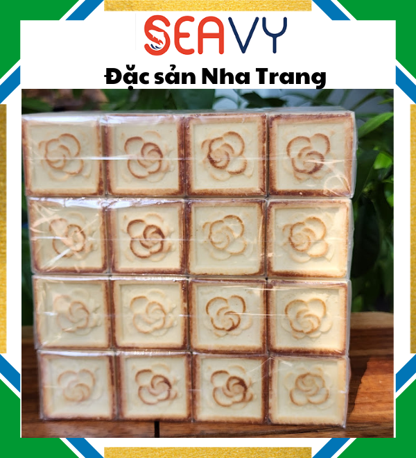 Đặc Sản Nha Trang - Bánh Đậu Xanh Khô Nướng Thơm Ngon Béo Bùi Seavy Gói 20 Cái 