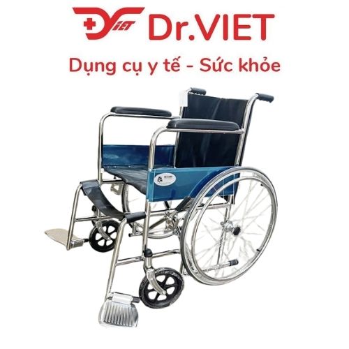 Xe Lăn Tay Lucass X9 Cho Người Già, Người Bệnh, Người Khuyết Tật, Khung Thép Mạ Crom, Ghế Simili, Có Gác Chân, Gấp Gọn