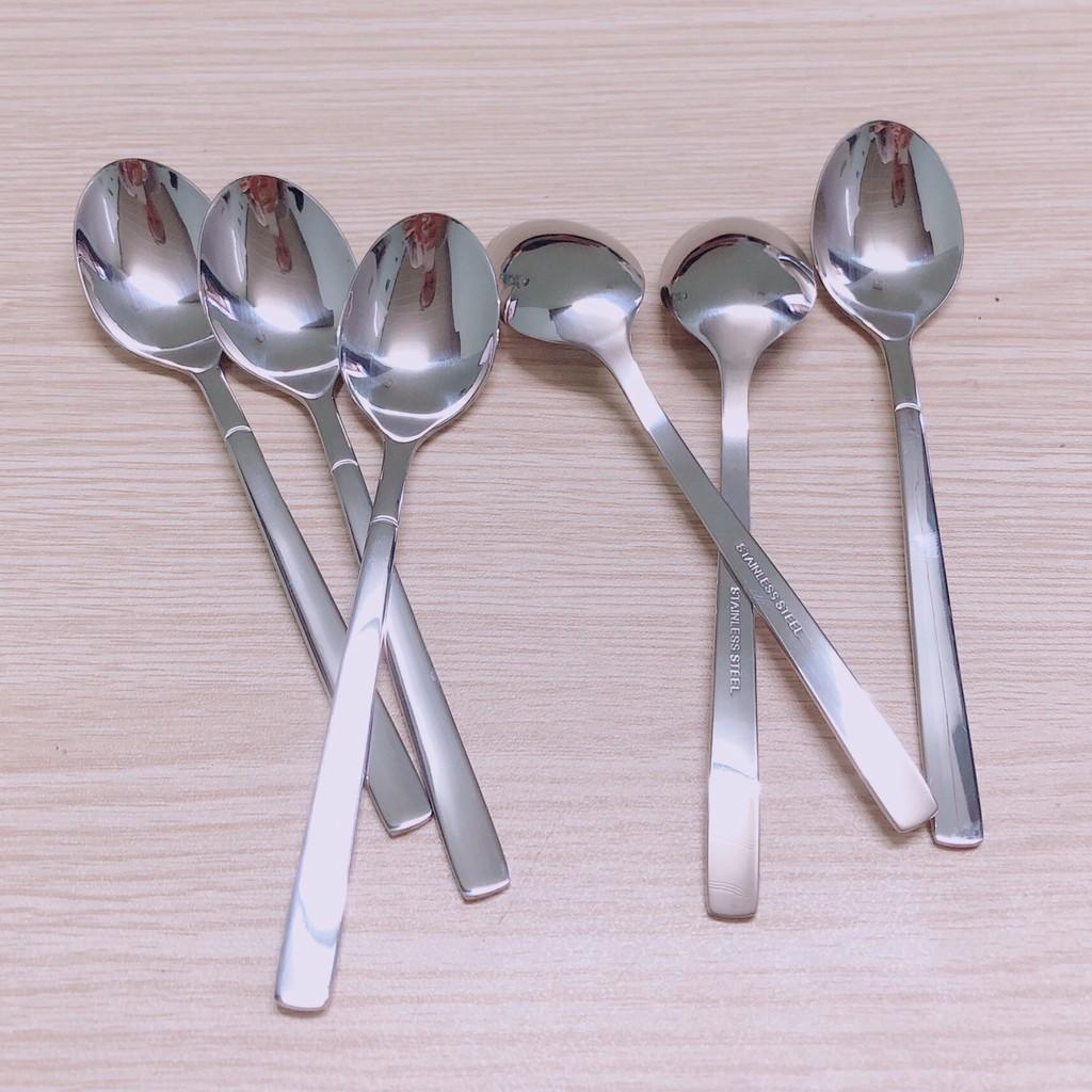 Muỗng trà cán vuông  - Thép không gỉ Inox Cao cấp - Kiểu dáng muỗng cafe dài 14cm