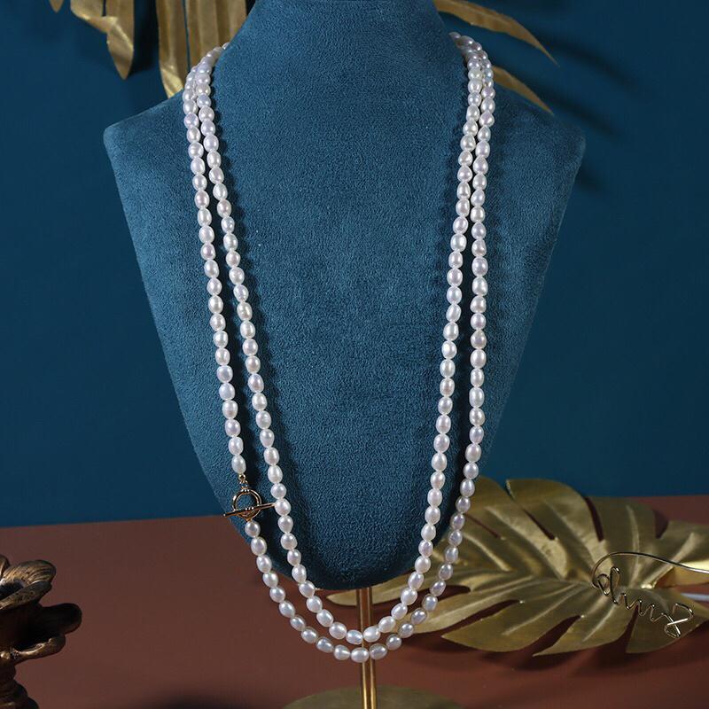 Chuỗi Đeo Cổ Hạt Gạo Trắng 8 Ly Dài 120 cm Thanh Lịch - Trường Thịnh Ngọc Trai