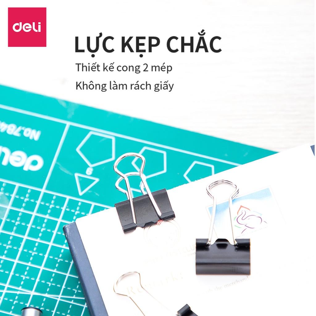Kẹp bướm Đen Deli - Hộp 12 Chiếc - 19mm - E38565