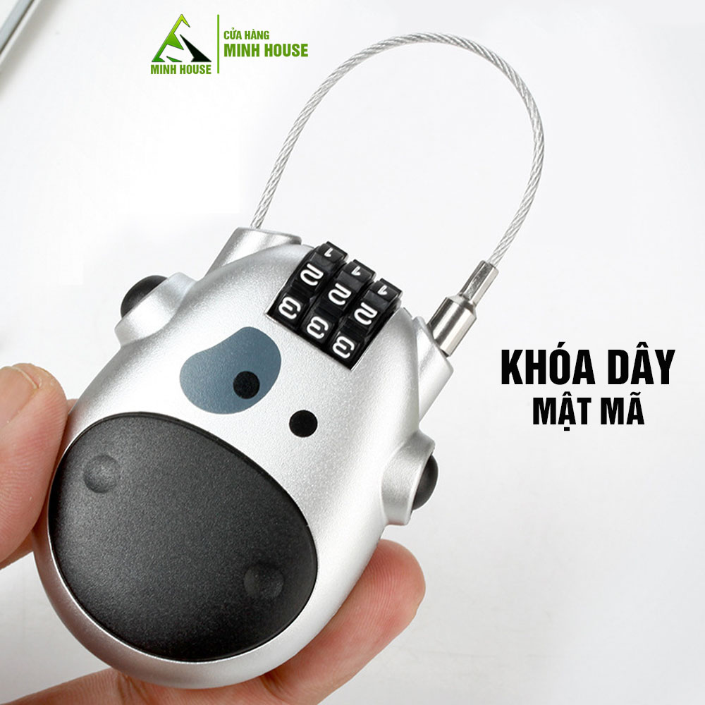 Khóa dây mật mã cáp thép chống trộm mini Minh House