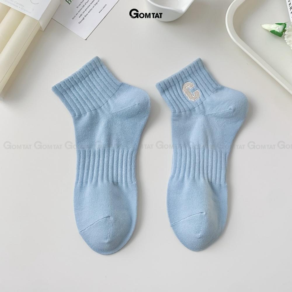 Tất vớ nữ cổ ngắn cao cấp GOMTAT mẫu chữ C, chất liệu cotton mềm mại, thấm hút, thoáng khí - PO-CONGAN-C-3014-1DOI