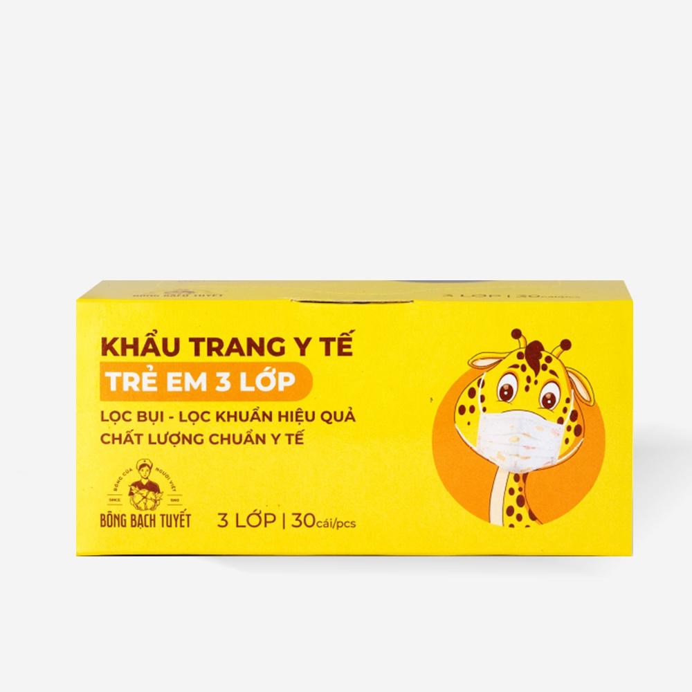 Combo 3 Hộp Khẩu trang Bông Bạch Tuyết 3 lớp Trẻ Em 6 -11 tuổi (30 cái/ hộp)