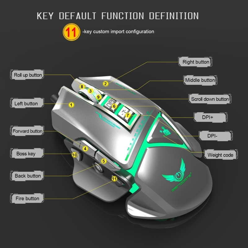 Chuột cơ gaming led RGB 3200DPI - X400B mechanical Gaming mouse 11 Key