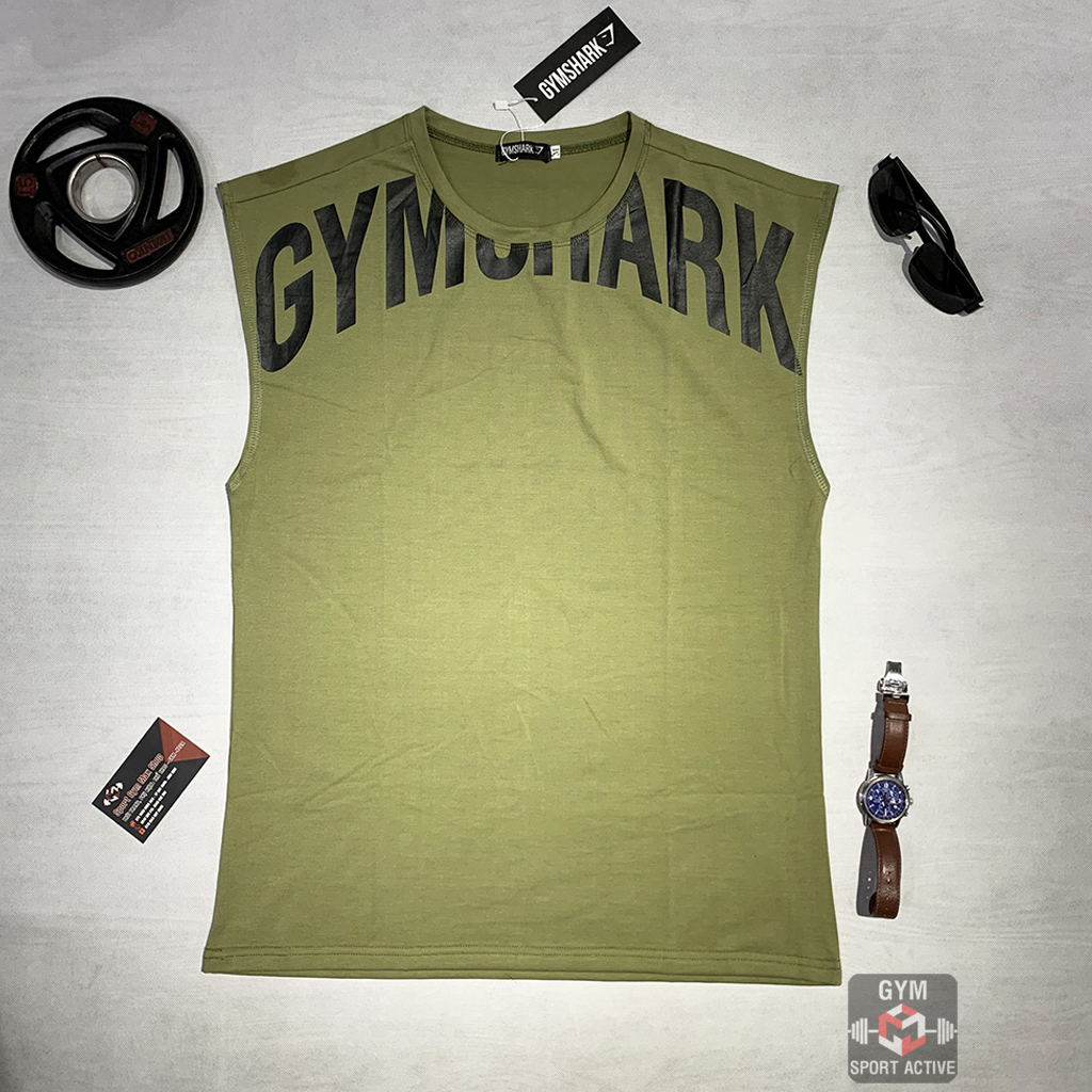 Hình ảnh Áo ba lỗ nam thể thao áo sát nách tập gym nam tank gym cá mập thun cotton 4 chiều