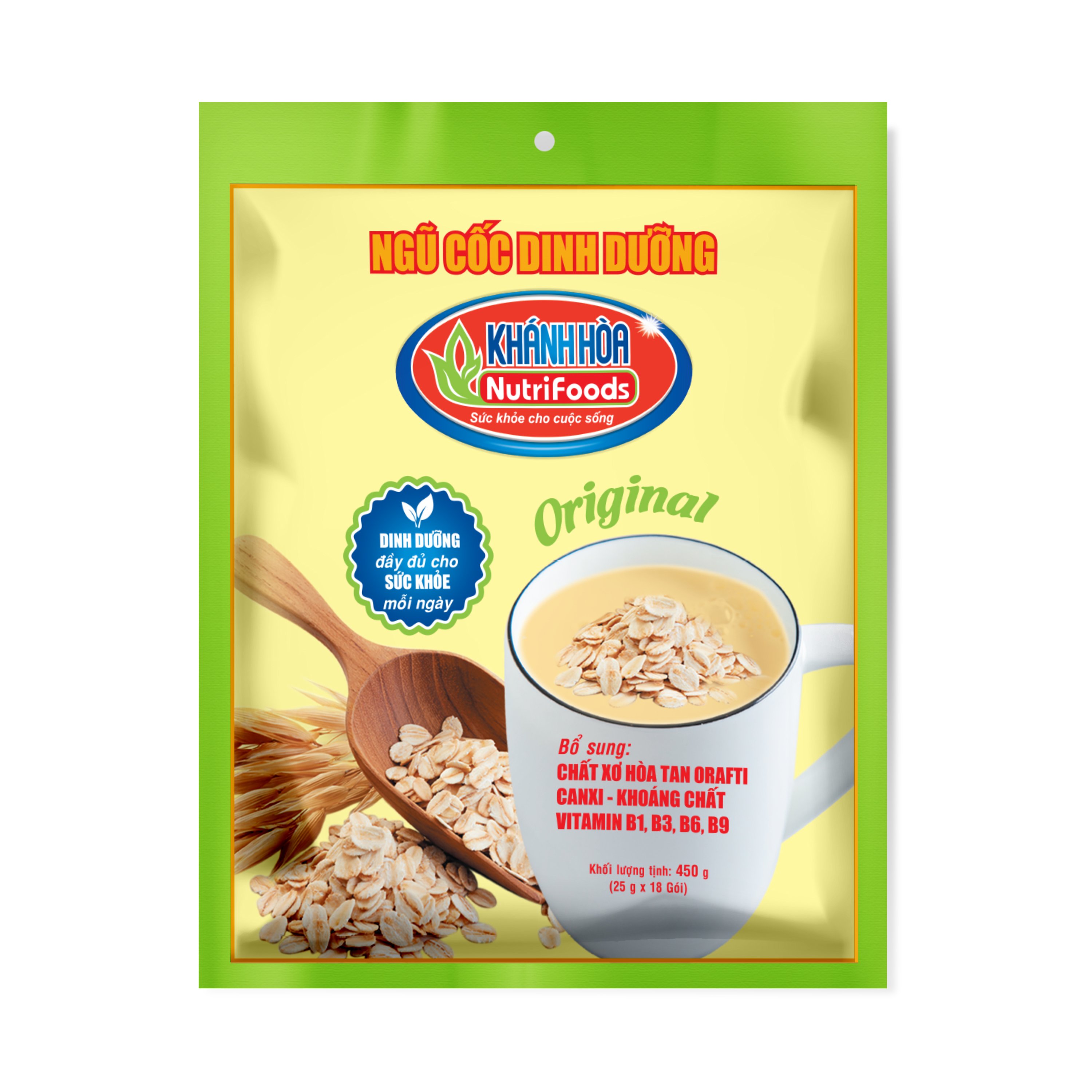 Ngũ Cốc Dinh Dưỡng Khánh Hòa NutriFoods - Bổ Sung Chất Xơ Hòa Tan, Vitamin, Khoáng Chất (Túi 18 gói x 25g)